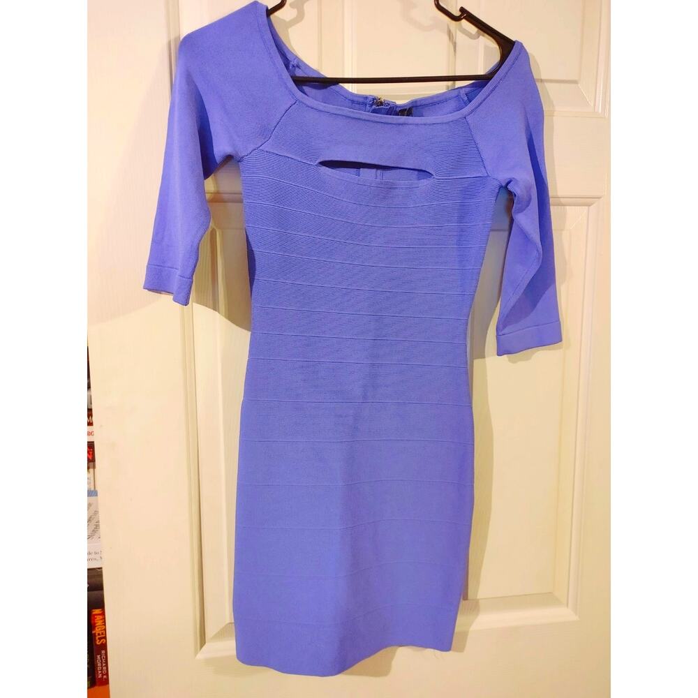 Guess Bodycon Mini Dress Half Sleeve Exposed Zipper Cutout Open XS